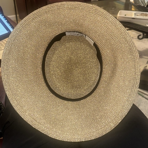 Elegant Gold Shimmer Wide Brim Hat with Sculpted Bow – Fine Millinery by August main image 6